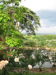 vue de la pièce d'eau chambres hotes chateau Beaujolais 4 epis 69 Rhône Lantignie Morgon Regnie